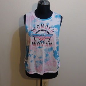 Wonder Woman tie-dye muscle tee cut-out sides L